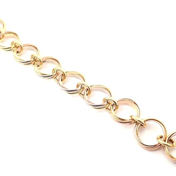 Authentic! Cartier Trinity 18k Multi Color Gold Round Wide Link Bracelet - Picture 11 of 12